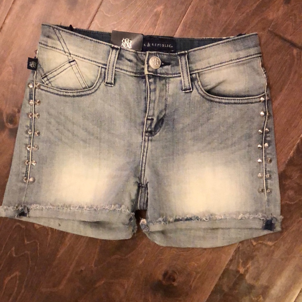 Rock & Republic Studded Blue Jean Shorts